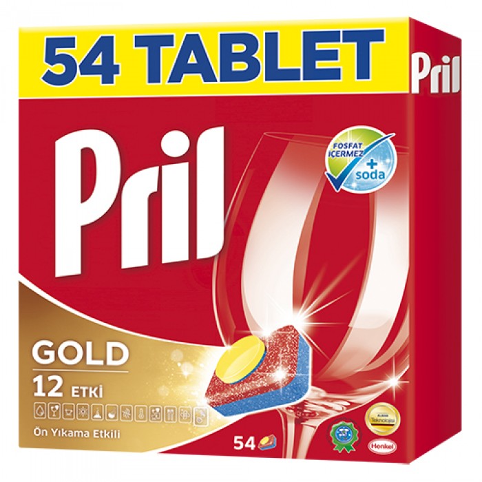 Pril Gold Bulaşık Makinesi Deterjanı Tablet Ön Yıkama Etkili 54 Adet